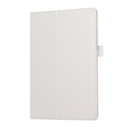 For Samsung Galaxy Tab A9 Litchi Texture Leather Tablet Case with Holder(White) by bashfashion