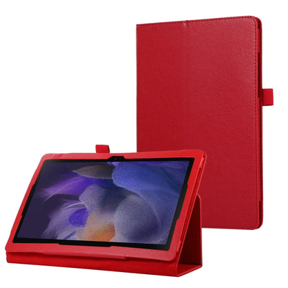 For Samsung Galaxy Tab A9 Litchi Texture Leather Tablet Case with Holder(Red) by bashfashion