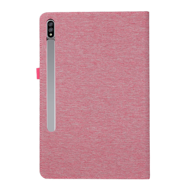For Samsung Galaxy Tab S9+ / S10+ Fabric Texture Horizontal Flip Leather Tablet Case(Rose Red) by bashfashion