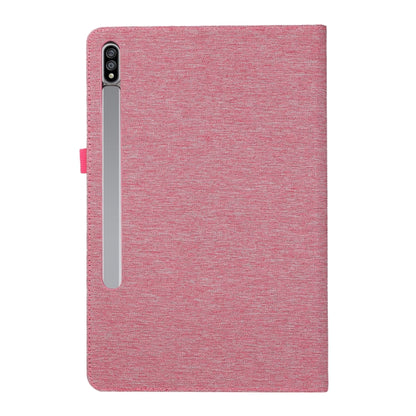 For Samsung Galaxy Tab S9+ / S10+ Fabric Texture Horizontal Flip Leather Tablet Case(Rose Red) by bashfashion