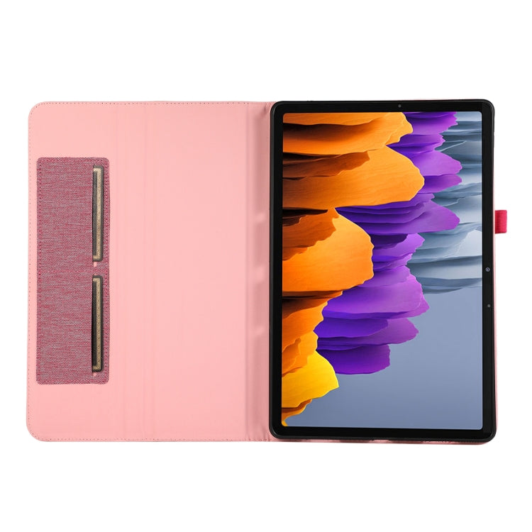 For Samsung Galaxy Tab S9+ / S10+ Fabric Texture Horizontal Flip Leather Tablet Case(Rose Red) by bashfashion