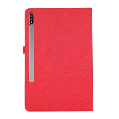 For Samsung Galaxy Tab S10 Ultra Fabric Texture Horizontal Flip Leather Tablet Case(Red) by bashfashion