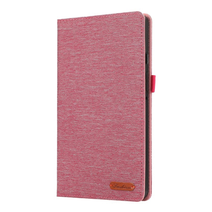 For Samsung Galaxy Tab A9 Fabric Texture Horizontal Flip Leather Tablet Case(Rose Red) by bashfashion