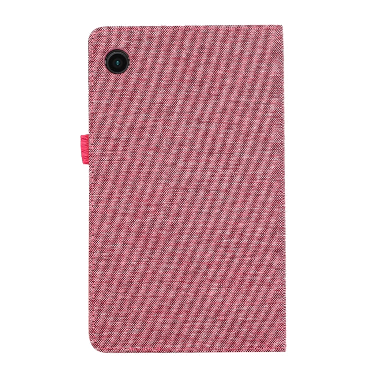 For Samsung Galaxy Tab A9 Fabric Texture Horizontal Flip Leather Tablet Case(Rose Red) by bashfashion