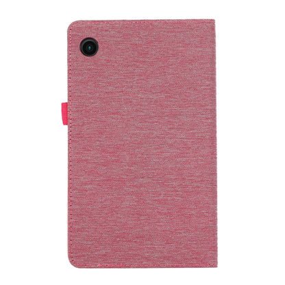 For Samsung Galaxy Tab A9 Fabric Texture Horizontal Flip Leather Tablet Case(Rose Red) by bashfashion