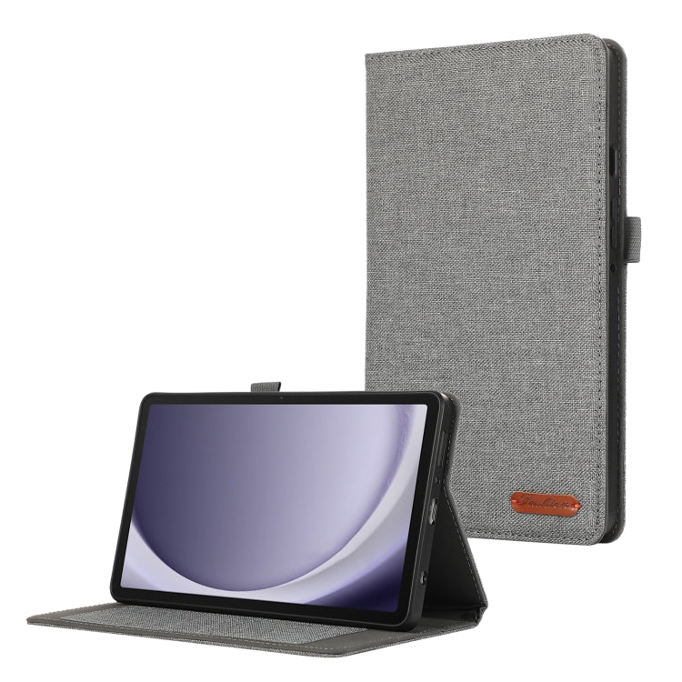 For Samsung Galaxy Tab A9+ Fabric Texture Horizontal Flip Leather Tablet Case(Grey) by bashfashion