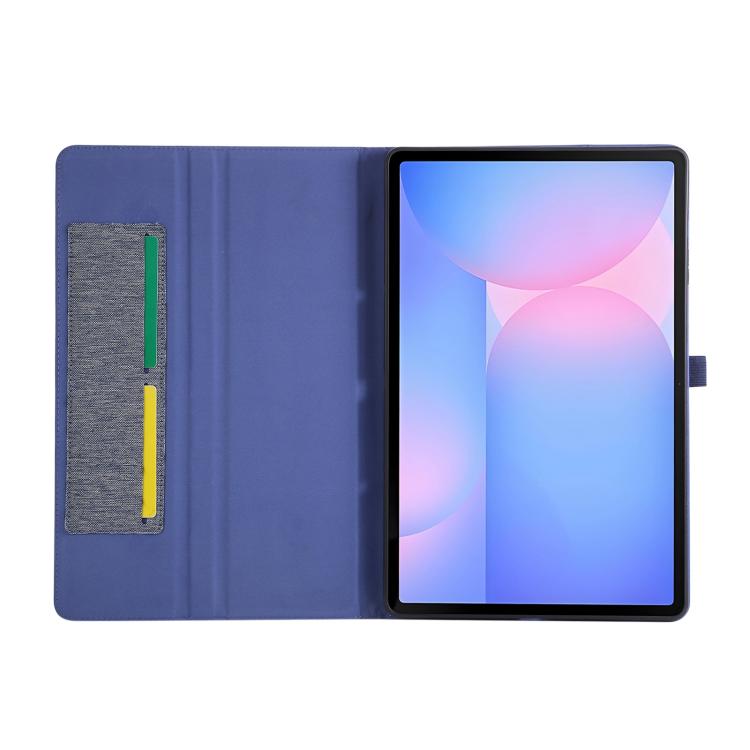 For Samsung Galaxy Tab S10 FE+ Fabric Texture Horizontal Flip Leather Tablet Case(Dark Blue) by bashfashion
