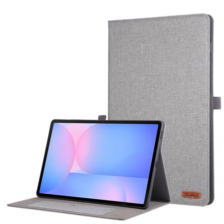 For Samsung Galaxy Tab S10 FE+ Fabric Texture Horizontal Flip Leather Tablet Case(Grey) by bashfashion