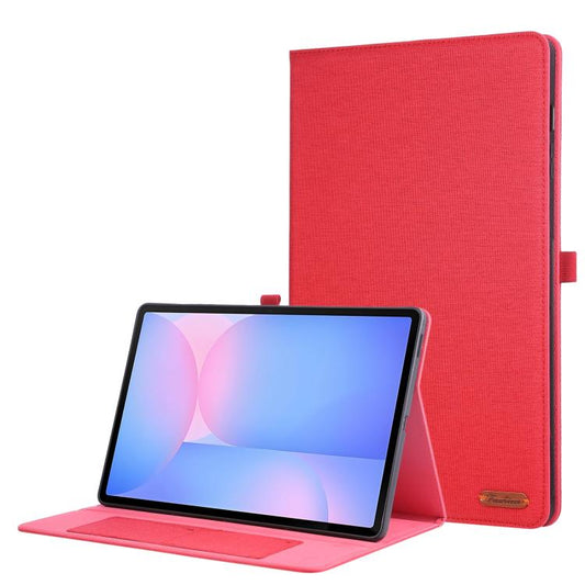 For Samsung Galaxy Tab S10 FE+ Fabric Texture Horizontal Flip Leather Tablet Case(Red) by bashfashion