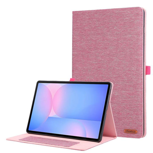 For Samsung Galaxy Tab S10 FE+ Fabric Texture Horizontal Flip Leather Tablet Case(Rose Red) by bashfashion