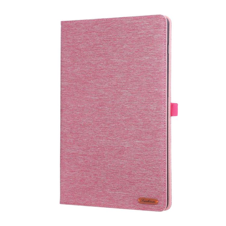 For Samsung Galaxy Tab S10 FE+ Fabric Texture Horizontal Flip Leather Tablet Case(Rose Red) by bashfashion