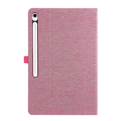 For Samsung Galaxy Tab S10 FE+ Fabric Texture Horizontal Flip Leather Tablet Case(Rose Red) by bashfashion