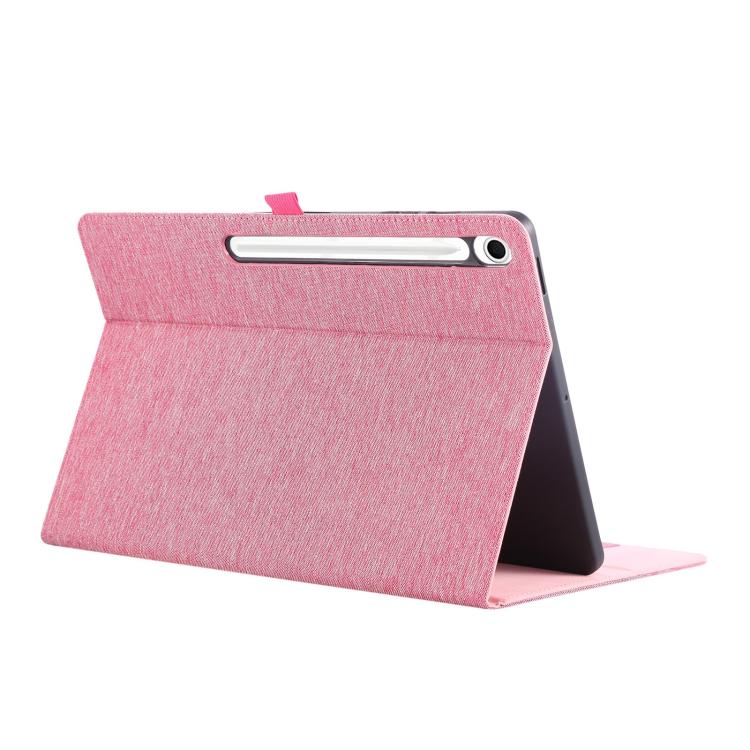 For Samsung Galaxy Tab S10 FE+ Fabric Texture Horizontal Flip Leather Tablet Case(Rose Red) by bashfashion