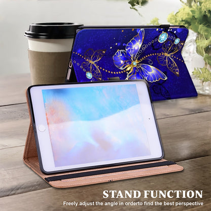 For iPad Air / Air 2 / 9.7 2017 / 2018 Crystal Texture Painted Leather Tablet Case(Diamond Butterflies) by bashfashion