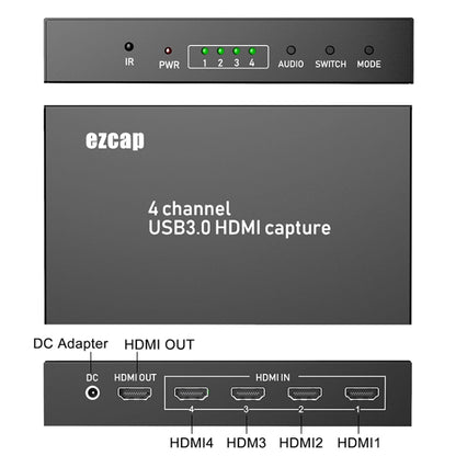 Ezcap 264M Four-Channel Multi-View HDMI to USB 3.0 Video Game Capture Card by Ezcap
