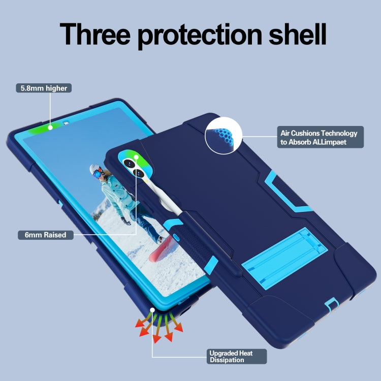 For Samsung Galaxy Tab S9+ Contrast Color Silicone PC Tablet Case with Holder(Navy Blue + Blue) by bashfashion