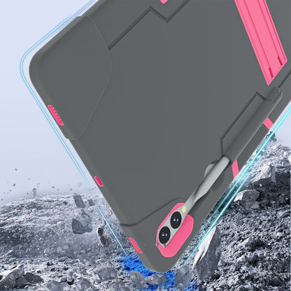 For Samsung Galaxy Tab S9+ Contrast Color Silicone PC Tablet Case with Holder(Grey + Rose Red) by bashfashion