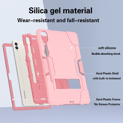 For Samsung Galaxy Tab S9+ Contrast Color Silicone PC Tablet Case with Holder(Rose Gold) by bashfashion