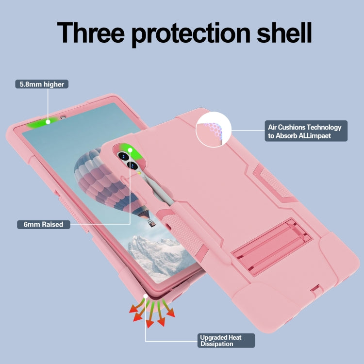 For Samsung Galaxy Tab S9+ Contrast Color Silicone PC Tablet Case with Holder(Rose Gold) by bashfashion