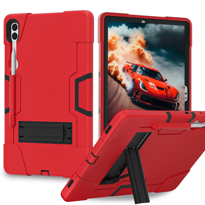 For Samsung Galaxy Tab S9+ Contrast Color Silicone PC Tablet Case with Holder(Red + Black) by bashfashion