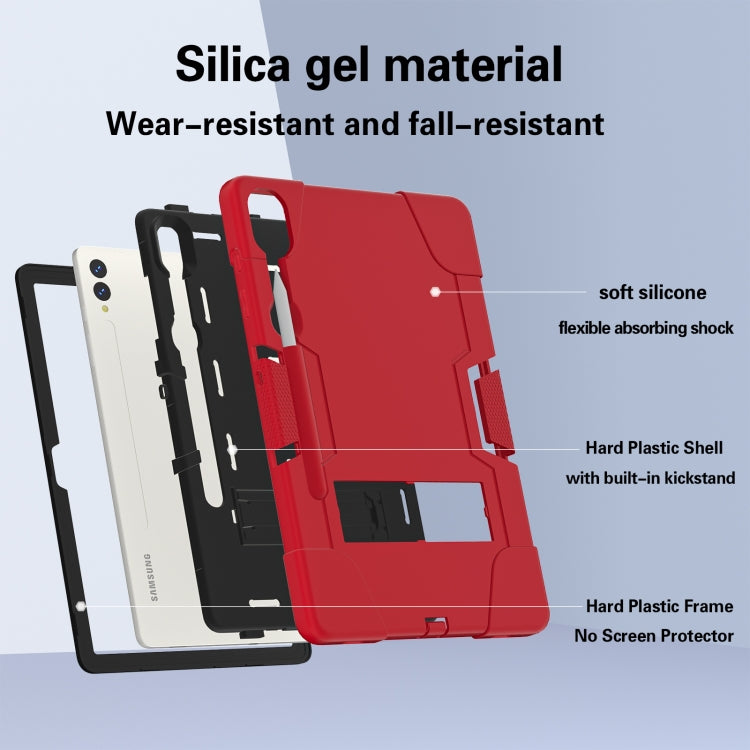 For Samsung Galaxy Tab S9+ Contrast Color Silicone PC Tablet Case with Holder(Red + Black) by bashfashion