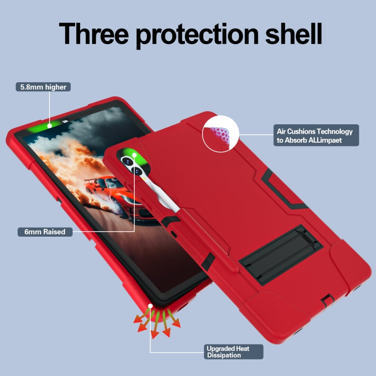 For Samsung Galaxy Tab S9+ Contrast Color Silicone PC Tablet Case with Holder(Red + Black) by bashfashion