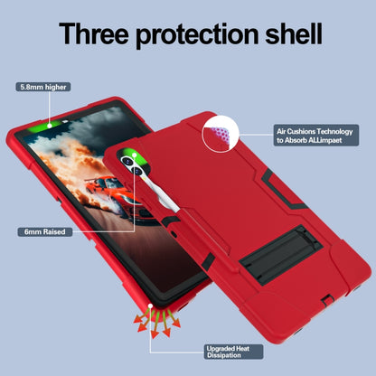 For Samsung Galaxy Tab S9+ Contrast Color Silicone PC Tablet Case with Holder(Red + Black) by bashfashion