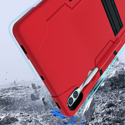 For Samsung Galaxy Tab S9+ Contrast Color Silicone PC Tablet Case with Holder(Red + Black) by bashfashion