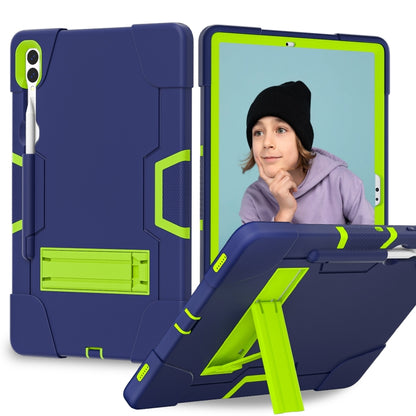 For Samsung Galaxy Tab S9+ Contrast Color Silicone PC Tablet Case with Holder(Navy Blue + Green) by bashfashion