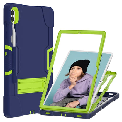 For Samsung Galaxy Tab S9+ Contrast Color Silicone PC Tablet Case with Holder(Navy Blue + Green) by bashfashion