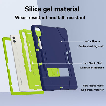 For Samsung Galaxy Tab S9+ Contrast Color Silicone PC Tablet Case with Holder(Navy Blue + Green) by bashfashion