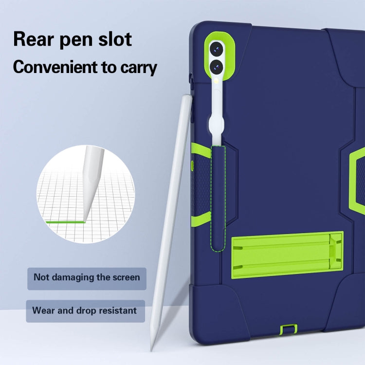 For Samsung Galaxy Tab S9+ Contrast Color Silicone PC Tablet Case with Holder(Navy Blue + Green) by bashfashion