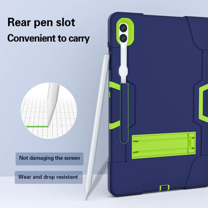 For Samsung Galaxy Tab S9+ Contrast Color Silicone PC Tablet Case with Holder(Navy Blue + Green) by bashfashion