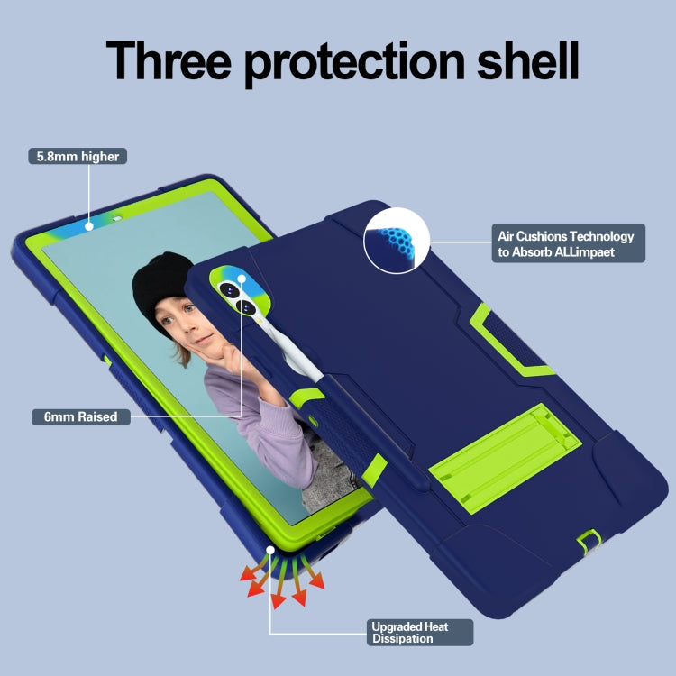 For Samsung Galaxy Tab S9+ Contrast Color Silicone PC Tablet Case with Holder(Navy Blue + Green) by bashfashion