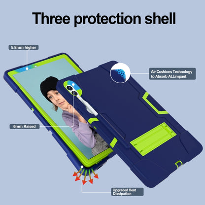For Samsung Galaxy Tab S9+ Contrast Color Silicone PC Tablet Case with Holder(Navy Blue + Green) by bashfashion