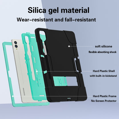 For Samsung Galaxy Tab S9+ Contrast Color Silicone PC Tablet Case with Holder(Black + Mint Green) by bashfashion