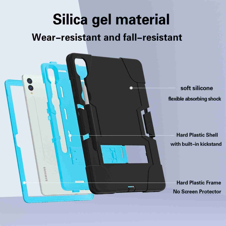 For Samsung Galaxy Tab S9+ Contrast Color Silicone PC Tablet Case with Holder(Black + Blue) by bashfashion