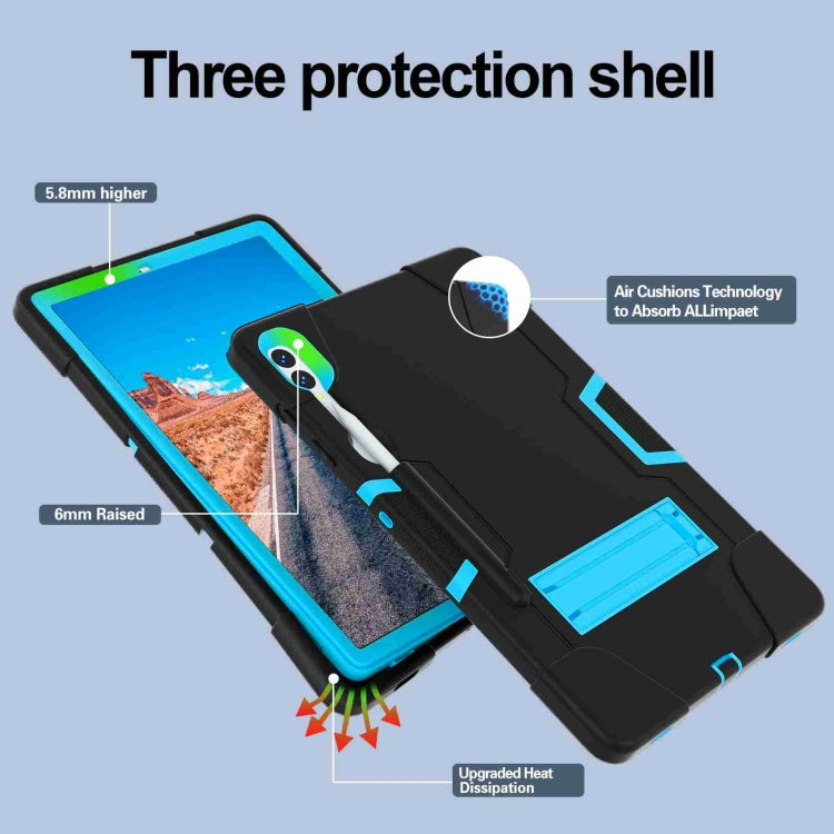 For Samsung Galaxy Tab S9+ Contrast Color Silicone PC Tablet Case with Holder(Black + Blue) by bashfashion