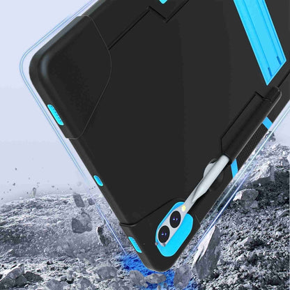 For Samsung Galaxy Tab S9+ Contrast Color Silicone PC Tablet Case with Holder(Black + Blue) by bashfashion