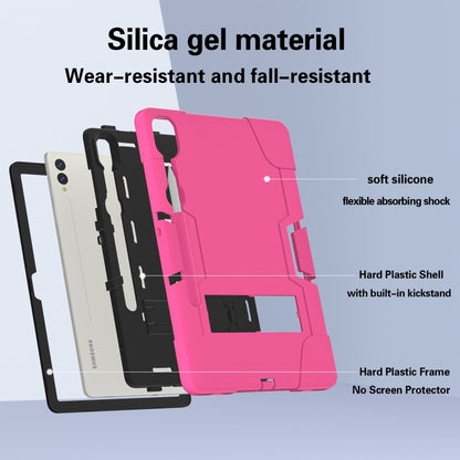 For Samsung Galaxy Tab S9+ Contrast Color Silicone PC Tablet Case with Holder(Black + Rose Red) by bashfashion