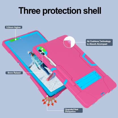 For Samsung Galaxy Tab S9+ Contrast Color Silicone PC Tablet Case with Holder(Rose Red + Blue) by bashfashion