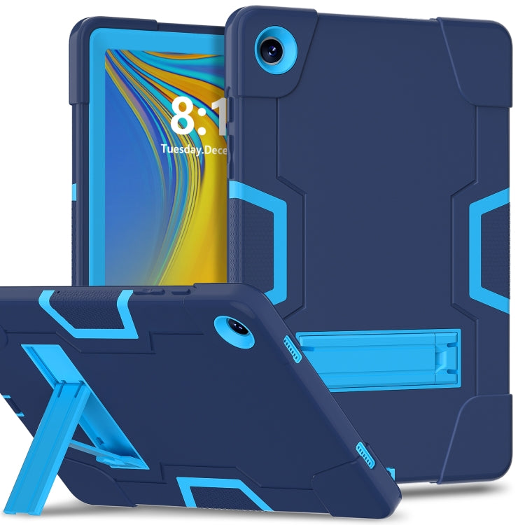 For Samsung Galaxy Tab A9+ Contrast Color Silicone PC Tablet Case with Holder(Navy Blue + Blue) by bashfashion
