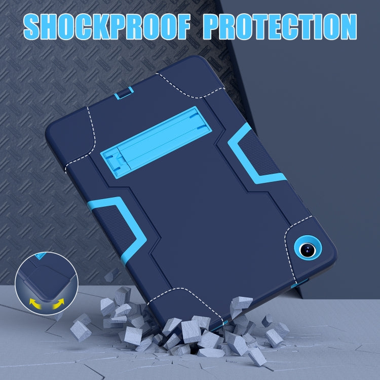 For Samsung Galaxy Tab A9+ Contrast Color Silicone PC Tablet Case with Holder(Navy Blue + Blue) by bashfashion