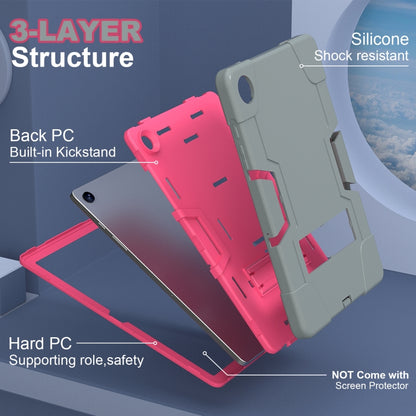 For Samsung Galaxy Tab A9+ Contrast Color Silicone PC Tablet Case with Holder(Grey + Rose Red) by bashfashion