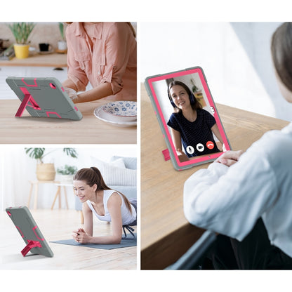 For Samsung Galaxy Tab A9+ Contrast Color Silicone PC Tablet Case with Holder(Grey + Rose Red) by bashfashion