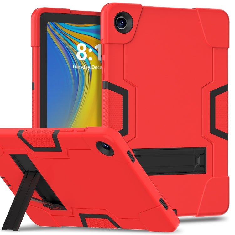 For Samsung Galaxy Tab A9+ Contrast Color Silicone PC Tablet Case with Holder(Red + Black) by bashfashion