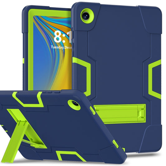 For Samsung Galaxy Tab A9+ Contrast Color Silicone PC Tablet Case with Holder(Navy Blue + Green) by bashfashion