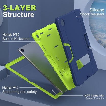 For Samsung Galaxy Tab A9+ Contrast Color Silicone PC Tablet Case with Holder(Navy Blue + Green) by bashfashion
