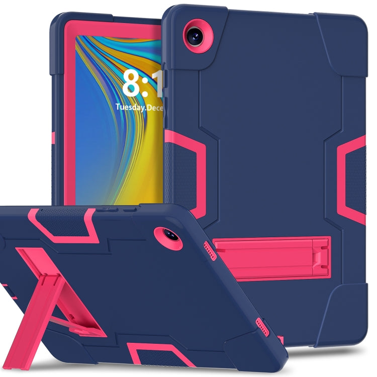 For Samsung Galaxy Tab A9+ Contrast Color Silicone PC Tablet Case with Holder(Navy Blue + Rose Red) by bashfashion