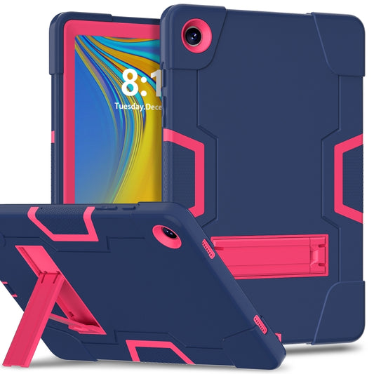 For Samsung Galaxy Tab A9+ Contrast Color Silicone PC Tablet Case with Holder(Navy Blue + Rose Red) by bashfashion